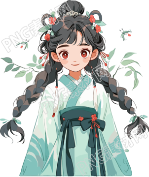 可商用的国风女孩创意设计插画