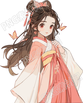 可愛漢服女孩插畫設(shè)計元素
