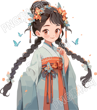 可愛的中國小女孩元素
