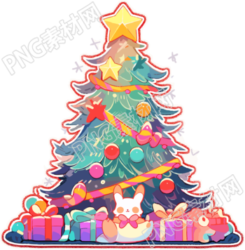 可愛迷你圖形插畫的圣誕樹元素