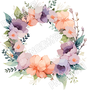 水彩風(fēng)格花環(huán)與極簡水彩平面插圖