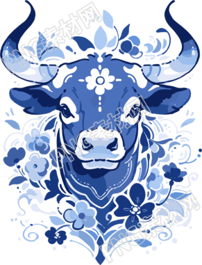 中國牛平面插圖素材