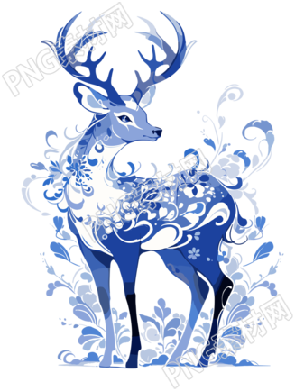 中國麋鹿平面插畫元素