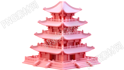 中國古代閣樓果凍積木模型插圖