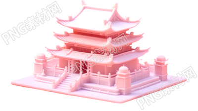 古代中國閣樓積木模型素材
