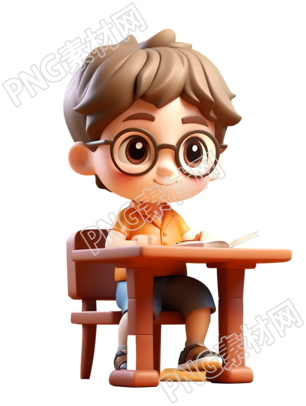 認真聽課的可愛男孩素材