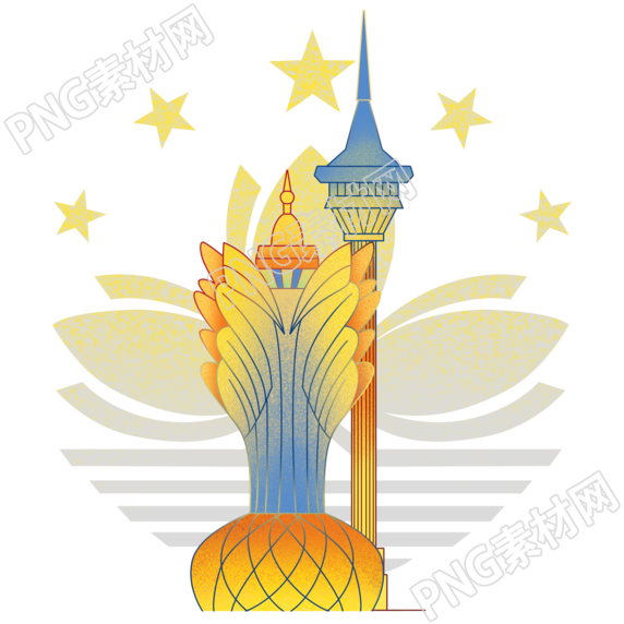 透明背景澳门回归黄色星星插画
