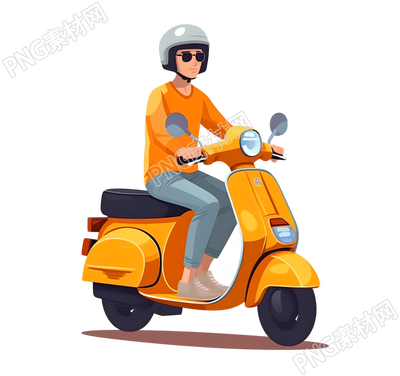 帶頭盔騎電動(dòng)車的男子扁平插畫