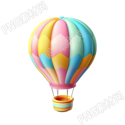 熱氣球3D粘土素材PNG圖標