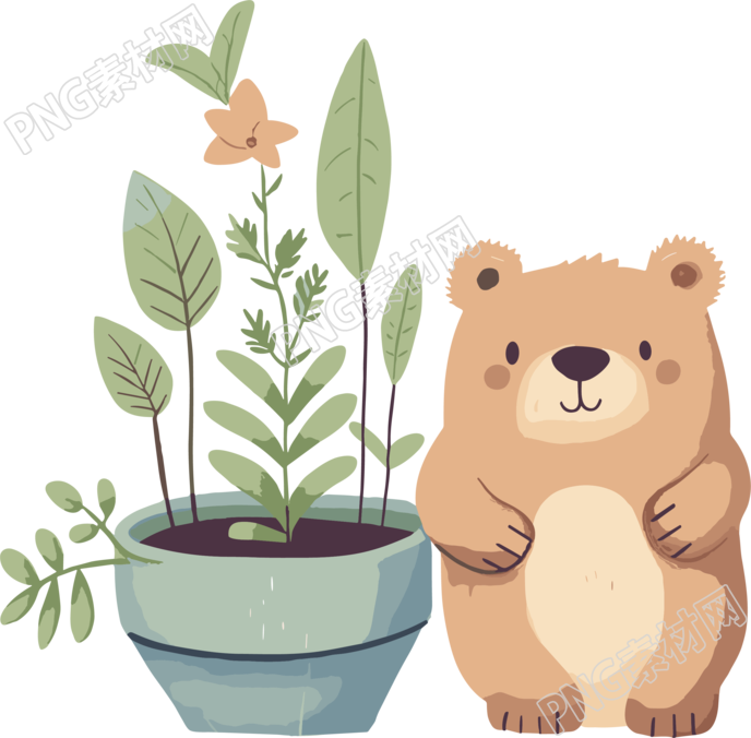 儿童绘本盆栽植物插画