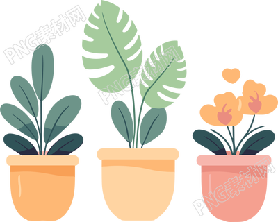 兒童繪本卡通插畫(huà)盆栽植物素材
