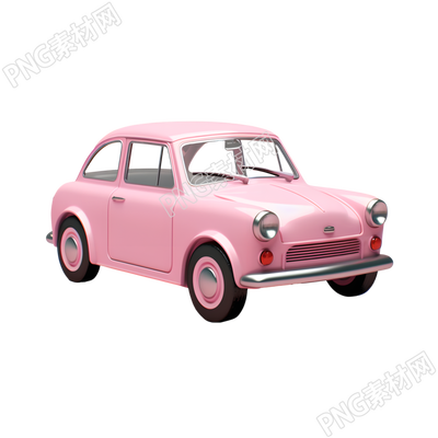 可愛(ài)卡通風(fēng)格的3D汽車(chē)渲染插圖