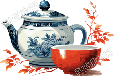 高品質(zhì)茶壺茶杯PNG元素
