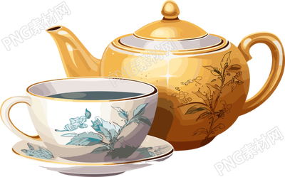 茶壺及杯子插畫(huà)素材