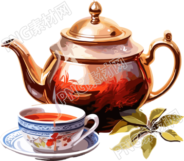 茶壶茶杯中国风插画