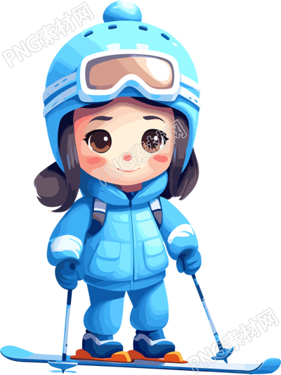 滑雪兒童藍(lán)色滑雪裝商業(yè)插圖