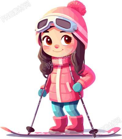 滑雪兒童干凈背景插圖素材