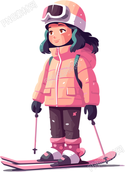 滑雪兒童穿滑雪服扁平插畫