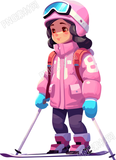 可愛滑雪兒童透明背景插畫