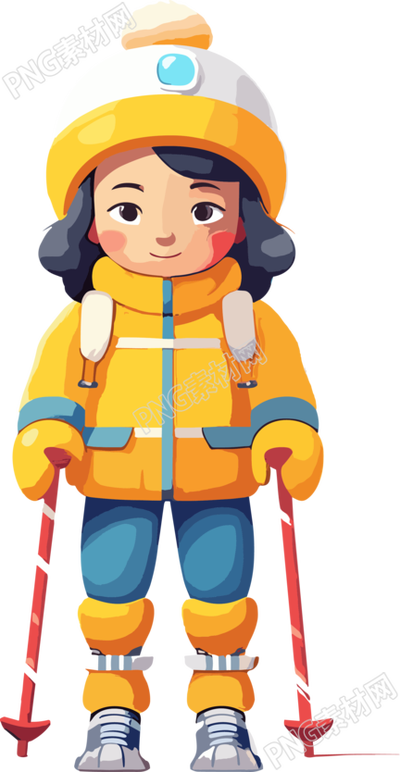 滑雪兒童可商用2D平面插畫