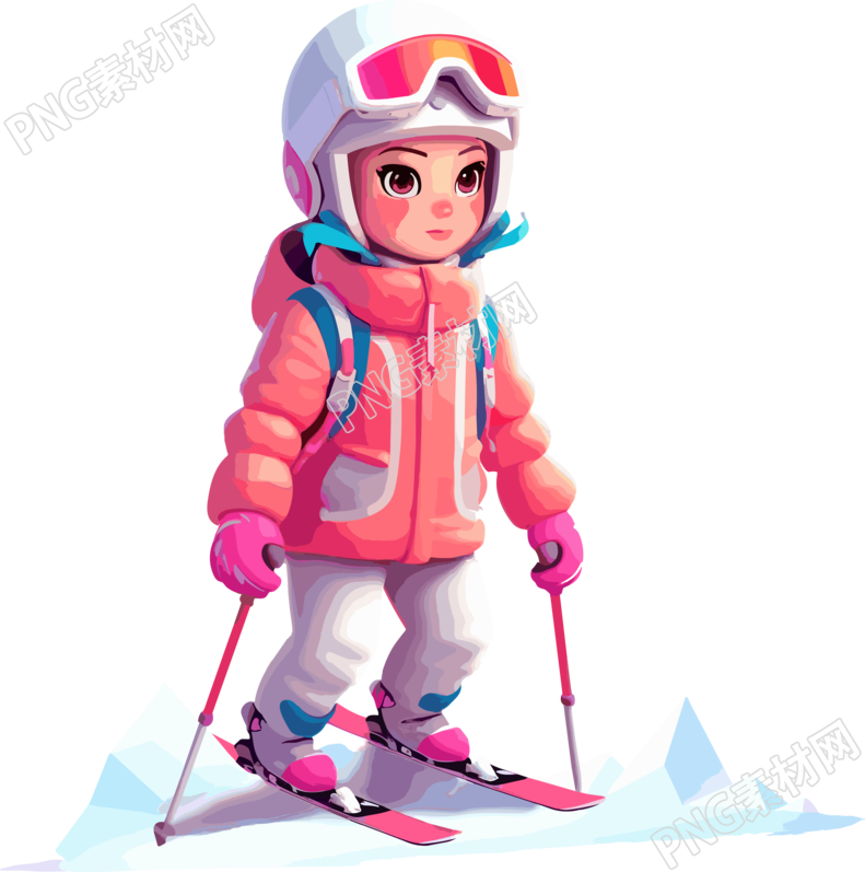 滑雪儿童创意设计扁平插画
