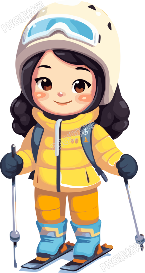 滑雪儿童透明背景插画