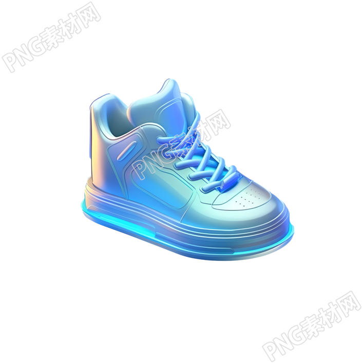 板鞋3D透明玻璃材质卡通插画