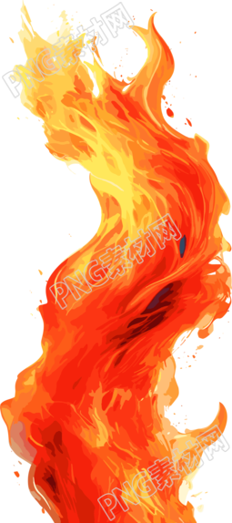 橙色火焰平面插图