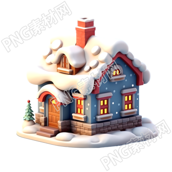 圣誕雪屋3D立體黏土材質(zhì)插畫