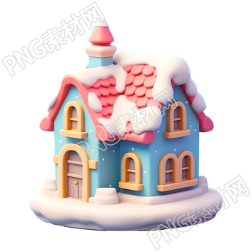 圣诞雪屋可爱风格插画