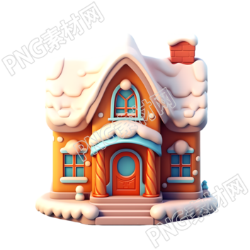 圣誕雪屋可愛3D圖標(biāo)商業(yè)設(shè)計(jì)元素
