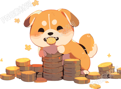 火柴狗與金幣插畫素材