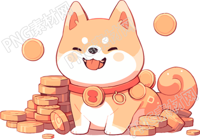 火柴犬金幣圖案插畫素材