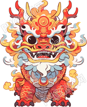 紅色國風(fēng)龍卡通形象圖