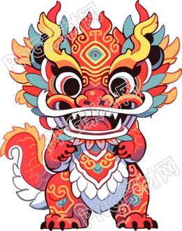 紅色中國龍-全框架可愛涂鴉藝術(shù)