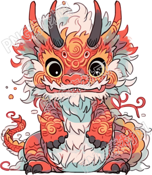 中國龍可愛插畫素材