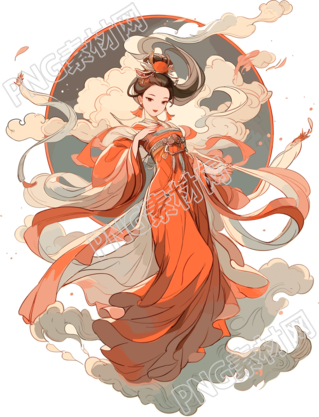 敦煌女神飛天足色插畫設(shè)計(jì)素材