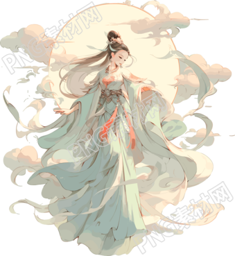 中國敦煌女神飛天插畫素材