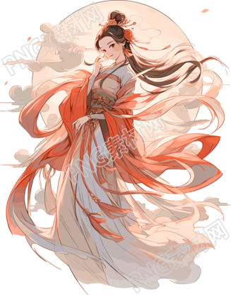 中國敦煌女神飛天足色插畫素材