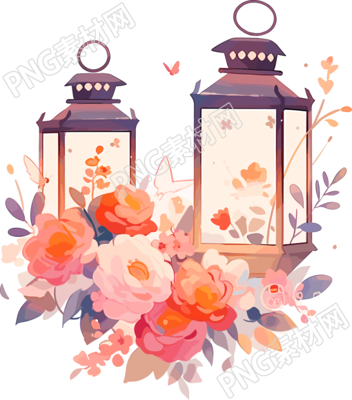 花灯精致的图案插画素材