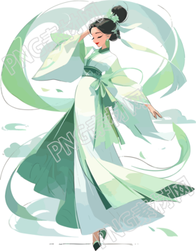 仙女亞洲風(fēng)格插畫(huà)元素