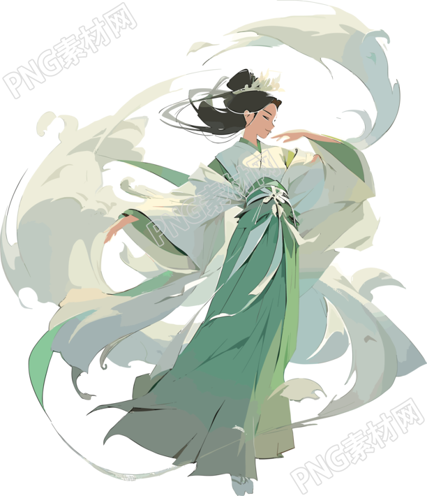 古风少女风格插画设计素材