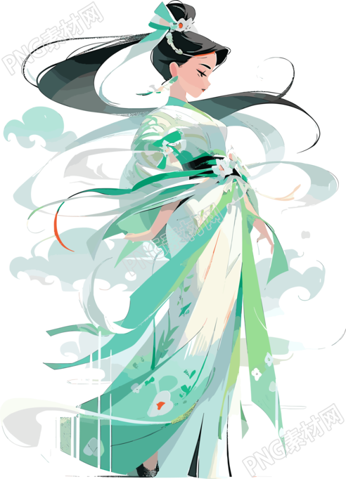 古风少女风情插画素材