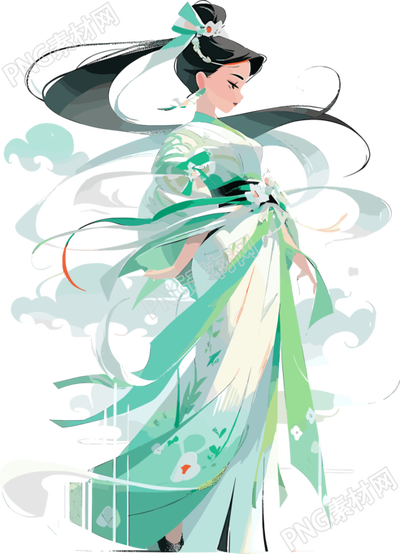 古風(fēng)少女風(fēng)情插畫(huà)素材