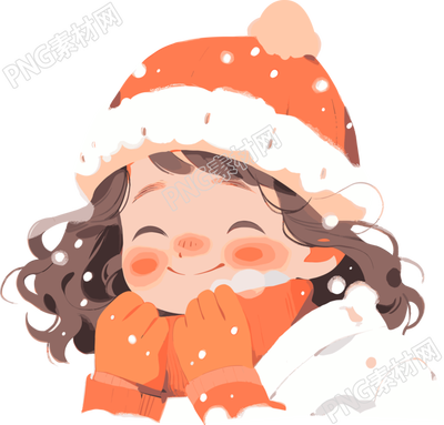 雪景小女孩可愛畫風(fēng)素材