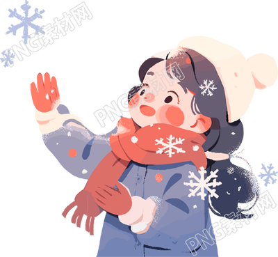雪景小女孩可商用平面插畫
