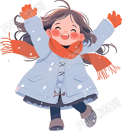 雪景小女孩PNG图形素材