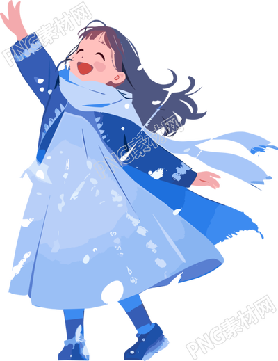 雪景小女孩快樂舞蹈素材