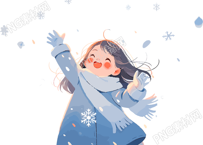 雪景小女孩可商用的创意设计元素