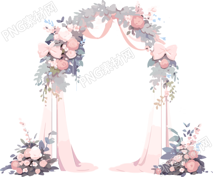 婚礼豪华花门插画